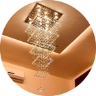 Luminária De Cristal Para Vão De Escada Base De Inox 60x60cm