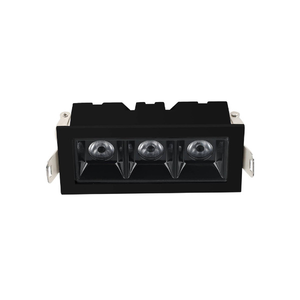 Luminária de Embutir Preta LED 3 Spots 6W Luz Amarela Dot Light Luminatti Bivolt