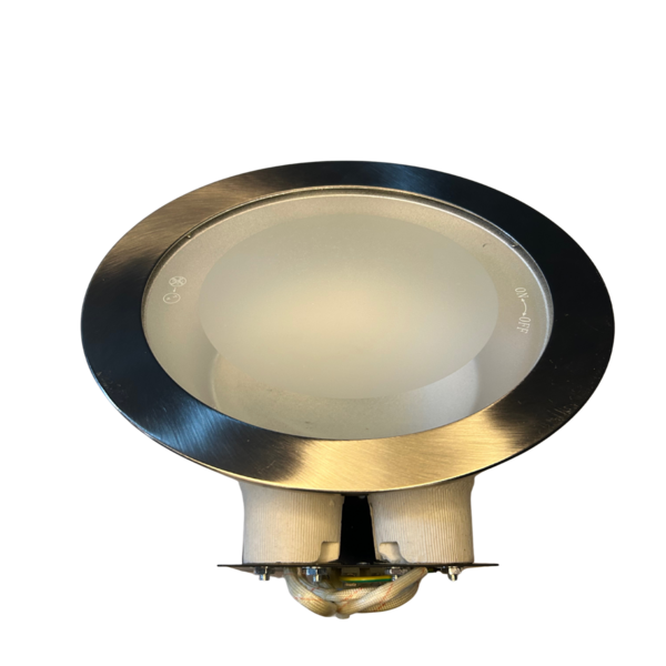 Luminária De Embutir Redonda Aço Escovado E Vidro Fosco - 2xe