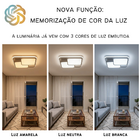 Luminária De Led De Sobrepor Quadrada Bivolt 32w 3 Em 1 Com L