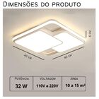 Luminária De Led De Sobrepor Quadrada Bivolt 32w 3 Em 1 Com L