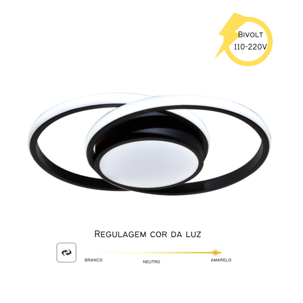 Luminária De Led De Sobrepor Redonda Bivolt 27w 3 Em 1 Com Lu