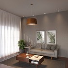 Luminária De Madeira Cônico Ripado 60cm Imbuia Escura