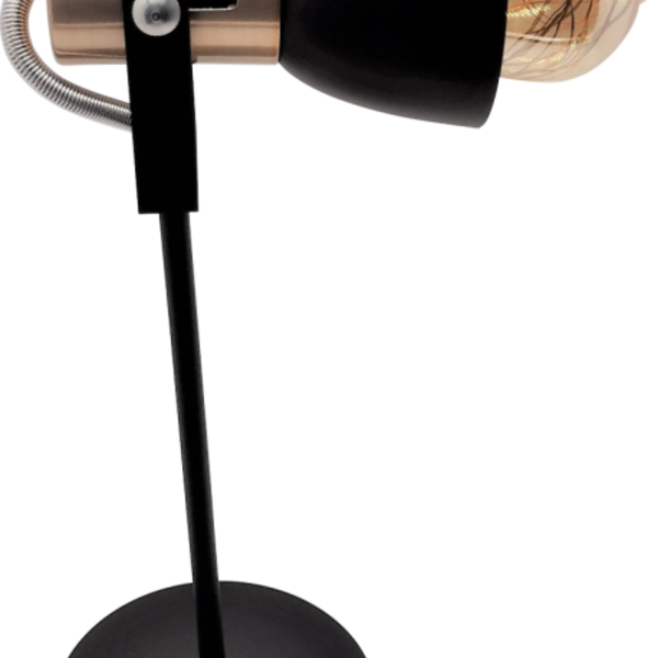 Luminária De Mesa Abajour Escritório Preta Cobre Hera