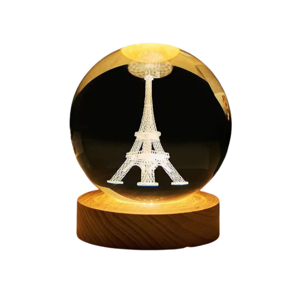 Luminária De Mesa Abajur 3d Cristal Torre Eiffel Paris Led 2w