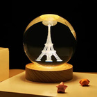 Luminária De Mesa Abajur 3d Cristal Torre Eiffel Paris Led 2w