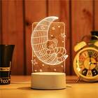 Luminária De Mesa Abajur 3d Lua Led 4w 5v 3 Em 1