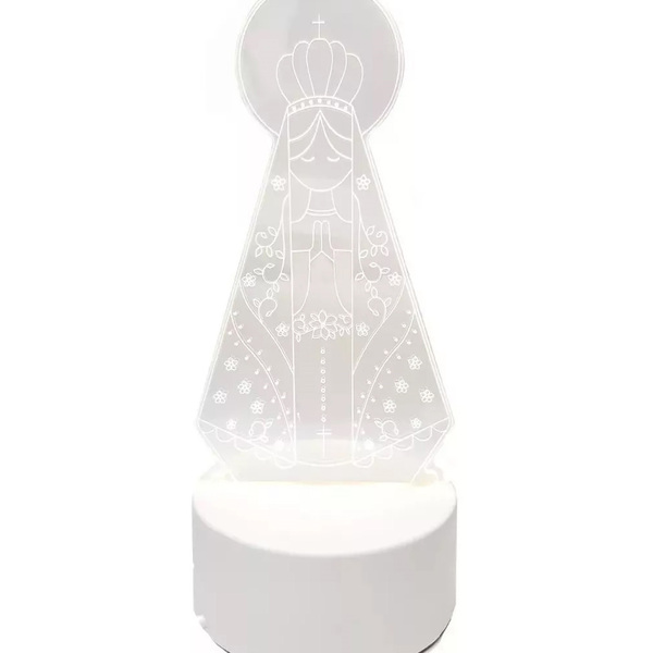Luminária De Mesa Abajur 3d Nossa Senhora Aparecida Led 4w 5v