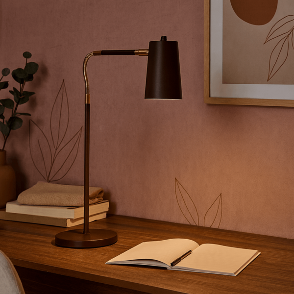 Luminária de Mesa Abajur Angel Marrom Cortem