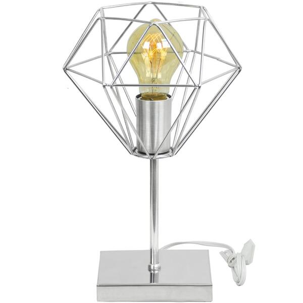 Luminária De Mesa Abajur Aramado Diamante Touch Escovado