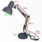 Luminária De Mesa Abajur Articulada Preto Com Cobre  + Lâmpad