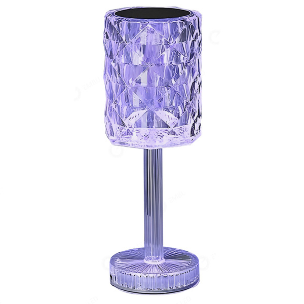 Luminária De Mesa Abajur Cristalina 26cm Led 3w Rgb Recarregá