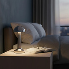 Luminária De Mesa Abajur Cromado Touch Led 3 Em 1 22cm Recarr