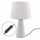 Luminária De Mesa Abajur De Metal Branco Com Cúpula Branca 43