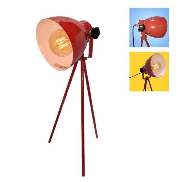 Luminaria De Mesa Abajur Em Aco Com Tripé Foco Direcionavel