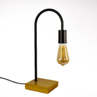 Luminária De Mesa Abajur Interruptor Sala Base Madeira Preto