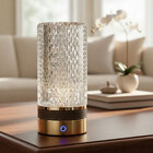 Luminária De Mesa Abajur Touch Dimerizável Dourado Vidro Tran