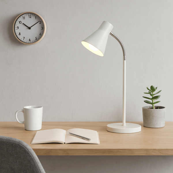 Luminária de Mesa Amélia Com Cúpula Articulada Branca