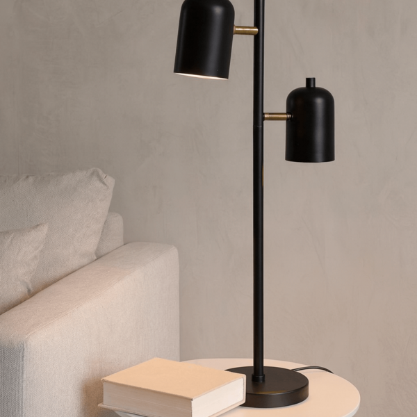 Luminária de Mesa Anne Dupla Com Cúpula Articulada Preta