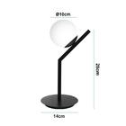 Luminária De Mesa Apex Na Cor Preto Com Globo Branco Fosco Pa