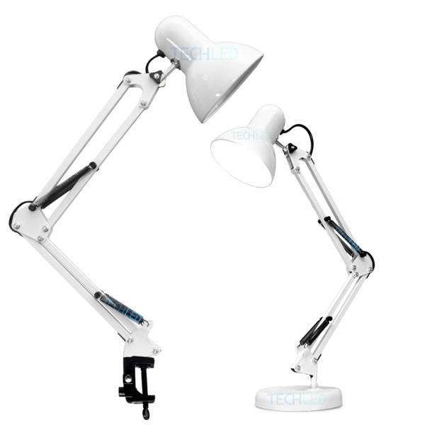 Luminaria De Mesa Articulavel Branca Com Garra E Base Pixar L