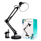 Luminária De Mesa Articulável Preta Base E Presilha Leitura E