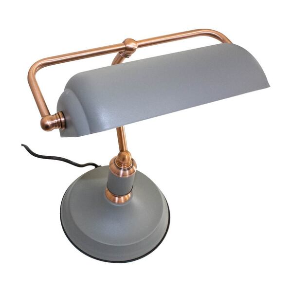 Luminária De Mesa Banker Lamp Escritório Biblioteca Cinza St1