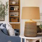 Luminária De Mesa De Rattan