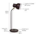 Luminária de Mesa Elizabeth Com Cúpula Articulada Branca