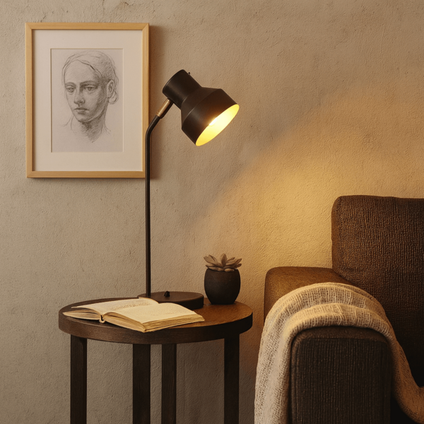 Luminária de Mesa Elizabeth Com Cúpula Articulada Marrom Cort