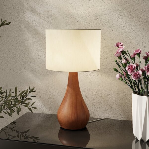 Luminária De Mesa Em Madeira Maciça Dubai Champagne