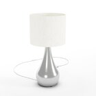 Luminária De Mesa Em Madeira Maciça Dubai Prata