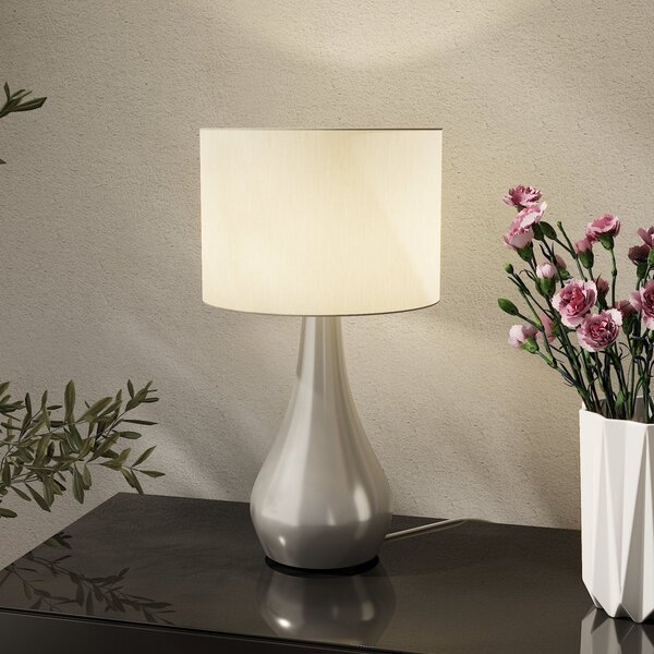 Luminária De Mesa Em Madeira Maciça Dubai Prata