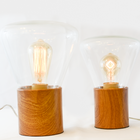 Luminária De Mesa Em Vidro-madeira Tipo Cogumelo Abajur