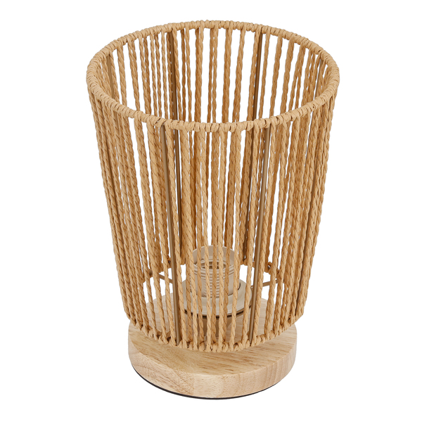 Luminária de Mesa Fibra de Bambú Flores Sisal Marrom GMH