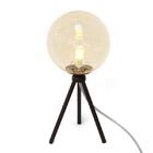 Luminária De Mesa Hera 14cm Preto Com Vidro Ambar Para 1 Lâmp