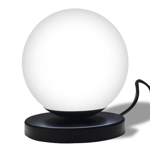 Luminária De Mesa Jabuti Preto Ø12cm Com Globo Branco Fosco P