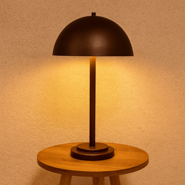 Luminária de Mesa Komaco Com Cúpula Fixa Preta