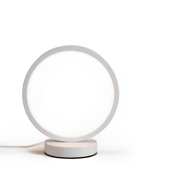 Luminária de Mesa LED Branca Metal Anel USB 120cm Oikos