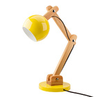 Luminaria De Mesa Madeira Bola Amarela