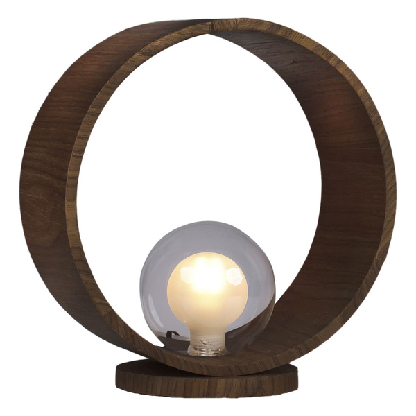 Luminária De Mesa Madeira Redonda Slim- Lâmpada G9 - Imbuia (