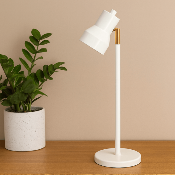 Luminária de Mesa Robbie Com Cúpula Articulada Branca