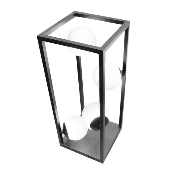 Luminária De Mesa Screen Na Cor Preto Com Globo Branco Fosco