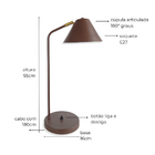 Luminária de Mesa Tarsila Com Cúpula Articulada Marrom Cortem