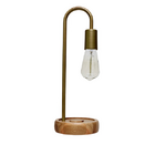 Luminária De Mesa Taschibra Flam Metal/madeira E27 Bivolt Ouro