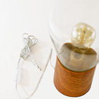 Luminária De Mesa Vidro M Estilo Madeira Casual Mania Geek