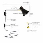 Luminária de Parede Arandela Articulada Eleonor Preta