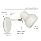 Luminária de Parede Arandela Articulada Elizabeth Branca