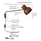 Luminária de Parede Arandela Articulada Hellen Preta