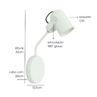 Luminária de Parede Arandela Articulada Nelle Preta